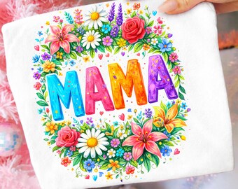 Floral Mama PNG, Mother's Day Png, Colorful Spring Flowers Png, Brushstroke Mama Png, Floral Brushstroke Png, Digital l Download