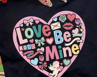 Collage retrò di San Valentino PNG, Love Be Mine Clipart (download digitale)