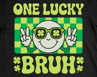 One Lucky Bruh PNG: Retro St Patricks Day Graphic (Digital Download)