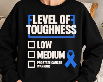 Prostate Cancer Warrior PNG: Blue Ribbon Awareness Strength Support Design (Digital Download)