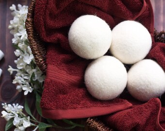 USA MADE Felted Wool Dryer Balls - Natural Fabric Softener - Reusable