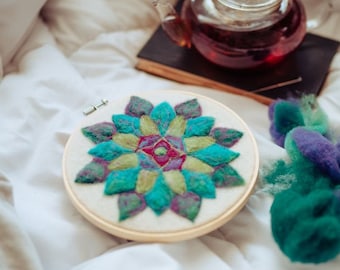 Succulent Mandala Needle Felting Kit: Beginner DIY Craft