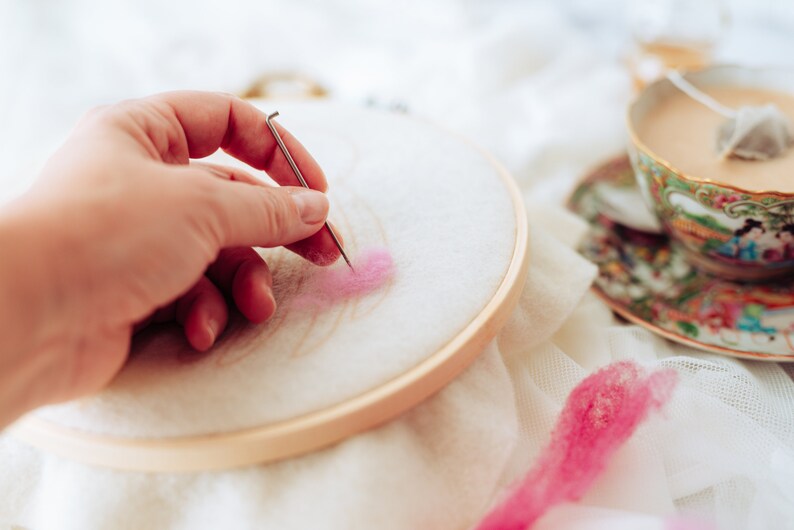 Relaxing Beginner Needle Felted Cone Flower Kit Painting Etsy