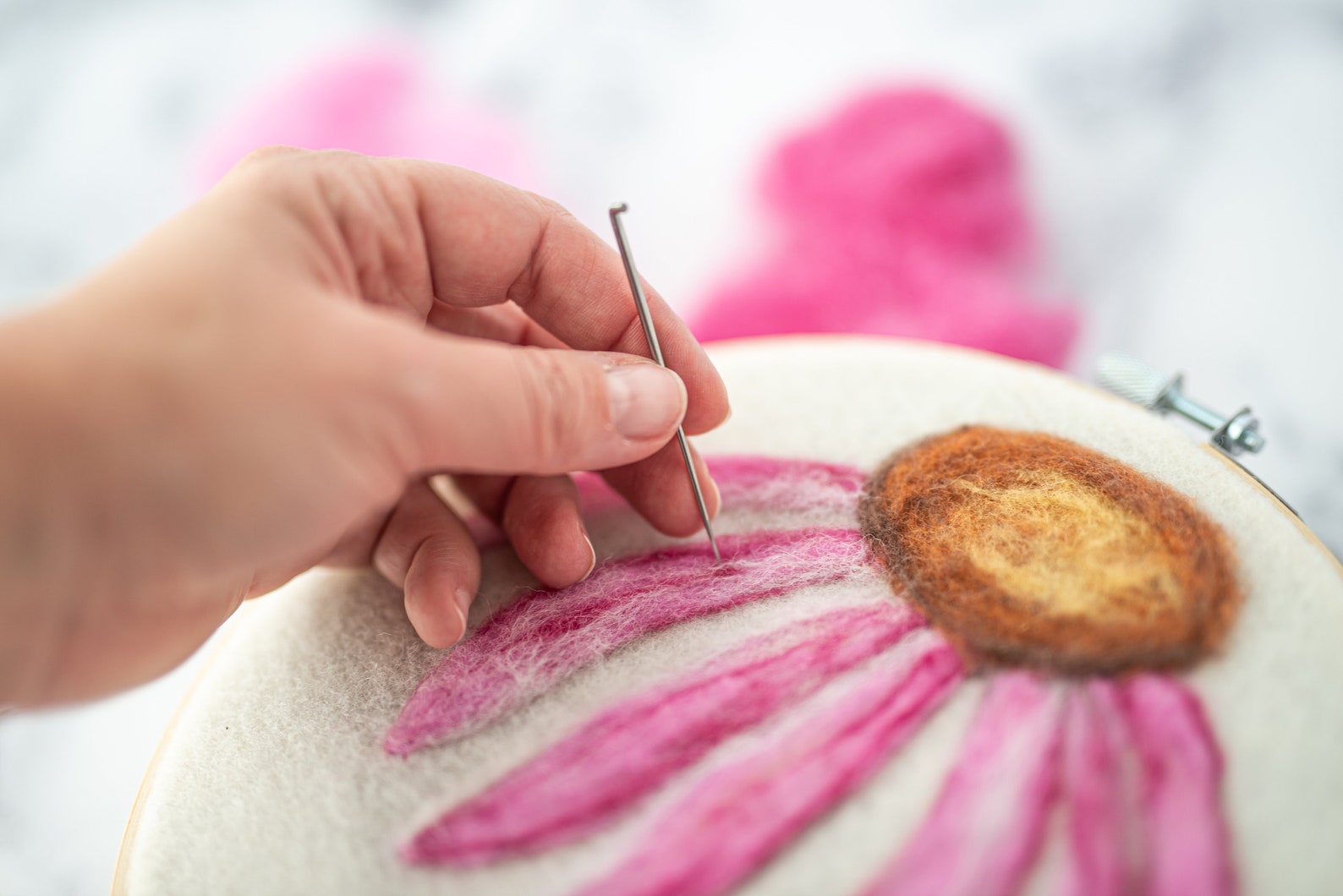 Relaxing Beginner Needle Felted Cone Flower Kit Painting Etsy