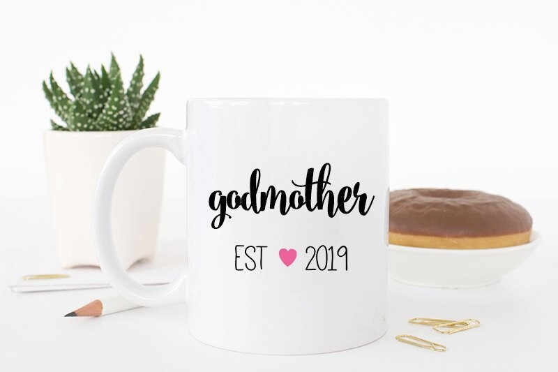 Custom Godmother Gift Coffee Mug with personalized year, godmother mu…