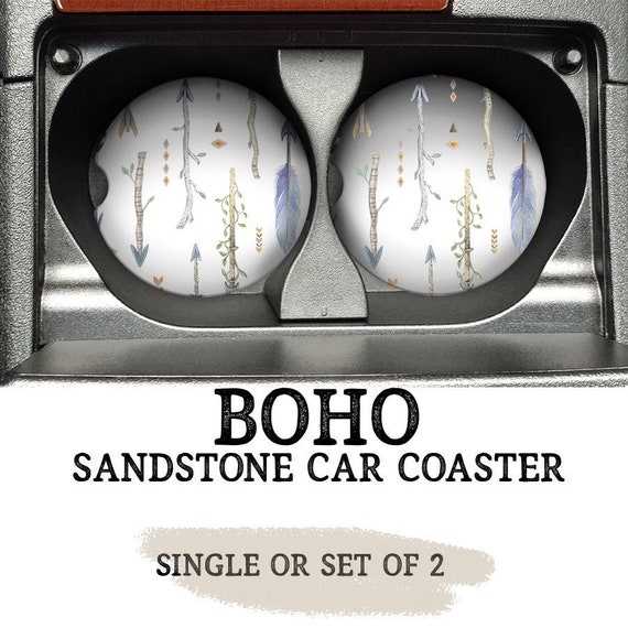 Boho Car Coasters Sandstone Car Coaster Set Bohemian Arrow Coasters Coasters For Car Cup Holder Boho Gifts For Women Arrow Car Coasters