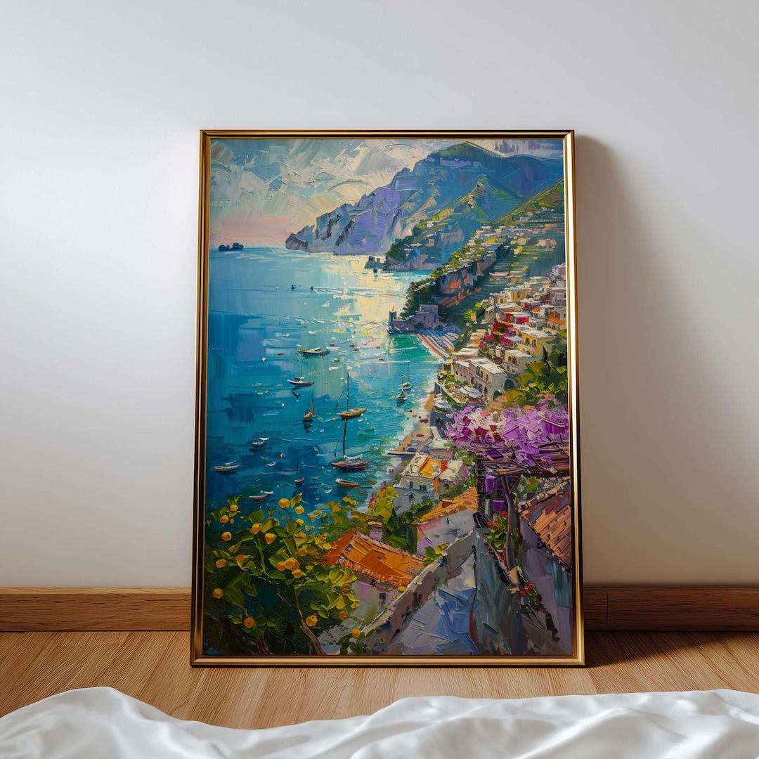 Amalfi Coast Wall Art | Italian Riviera Poster | Mediterranean Seascape ...