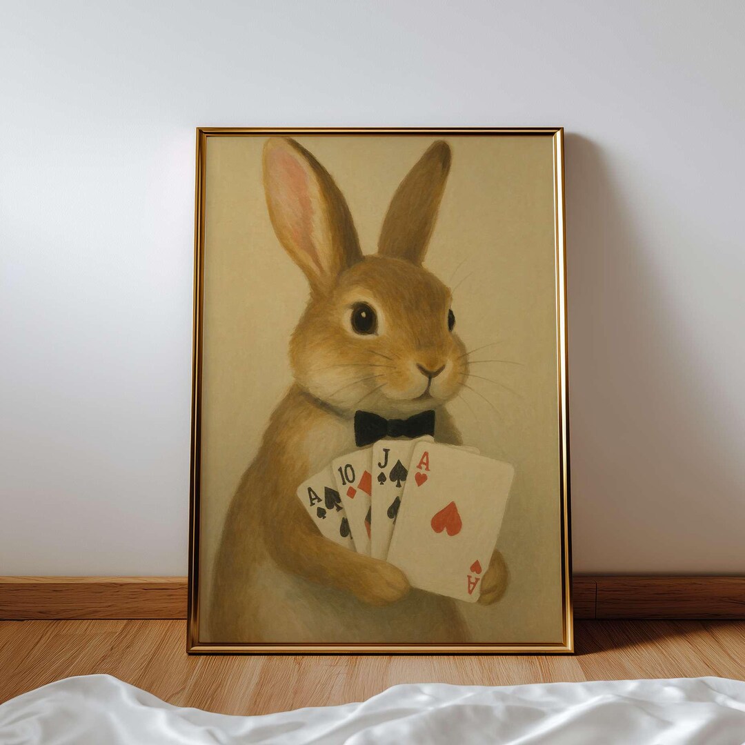 Magic Rabbit Playing Cards Rabbit With Playing Cards Poster – Whimsical Retro Magic Wall Art - Etsy