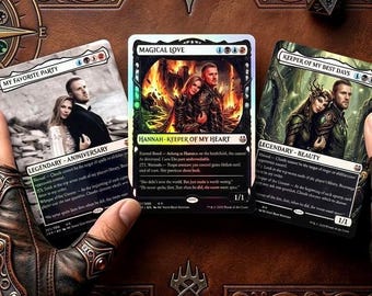 Carta collezionabile personalizzata in stile MTG con foto / Regalo fantasy olografico personalizzato