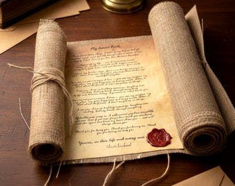 Personalized Vintage Scroll Letter – Handmade Jute Letter with Wax Seal and Gift Box