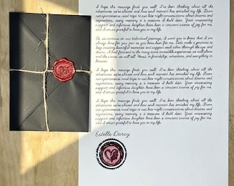 Lettera d'amore fatta a mano con sigillo di ceralacca - Pergamena ricordo romantica per anniversario