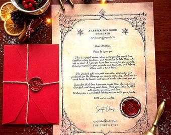 Lettera personalizzata – Lettera di auguri natalizi su misura per bambini e persone care con sigillo di ceralacca come ricordo.