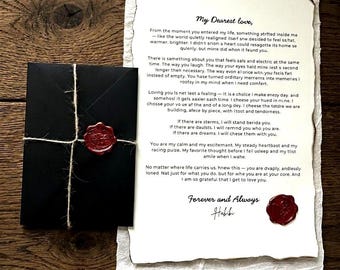 Lettera d'amore personalizzata – Ricordo romantico sigillato con ceralacca, stampa di una poesia personalizzata
