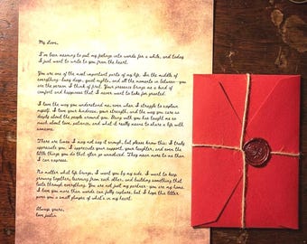 Lettera d'amore personalizzata, poesia su misura, pergamena vintage fatta a mano, sigillo di ceralacca, regalo di anniversario