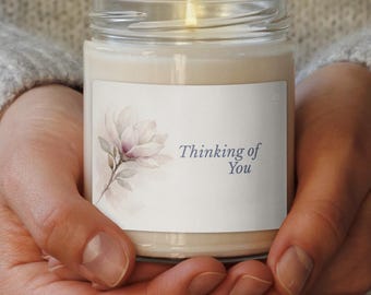 Personalized Soy Wax Candle with Custom Label, Scented or Unscented, Glass Jar