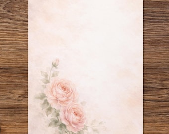 Personalized Rose Greeting Card, Custom Folded Floral Card with Envelope