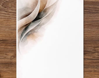 Neutral Abstract Watercolor Greeting Card: Folded with Envelope