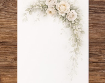 Wedding Thank You Card: Ivory Floral Design (Personalized, Folded)