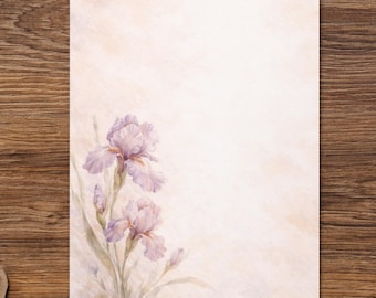 Personalized Iris Greeting Card, Custom Folded Floral Card with Envelope