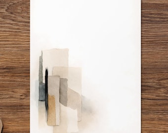 Folded Greeting Card: Minimalist Abstract Watercolor (Personalized Front Text)