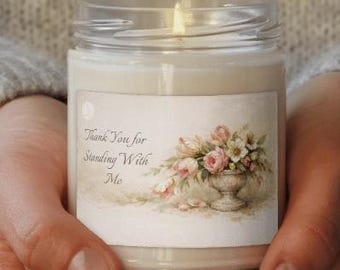 Soy Candle: Floral Watercolor Art (Custom Label, Scented 9oz)
