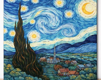 Guided DIY Framed Canvas, Starry Night Paint-Yourself Art Gift