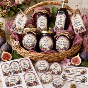 Étiquettes imprimables pour confiture de figues - 130 autocollants de style vintage