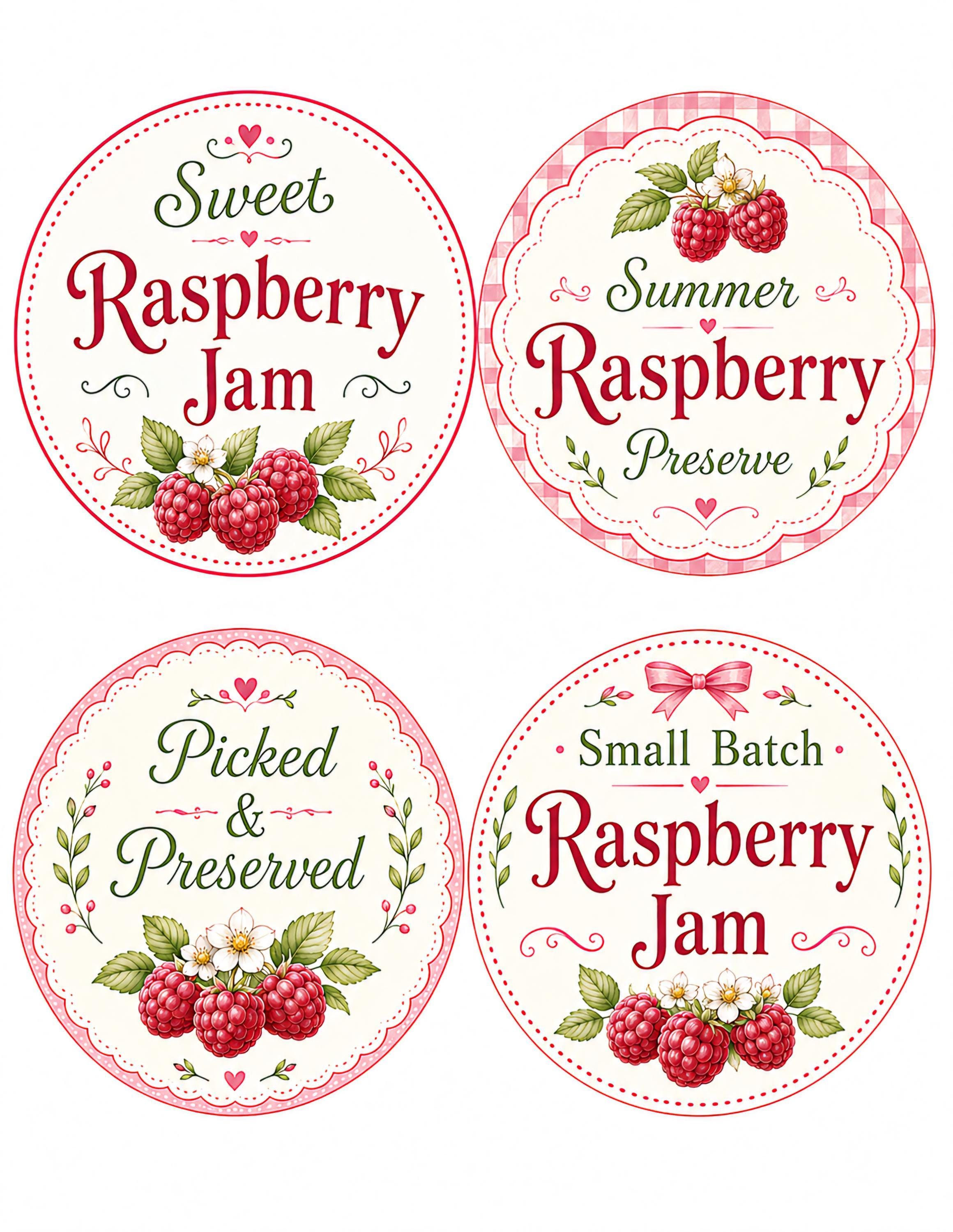 Raspberry Name Tag Raspberry Jar Labels: Cottage Kitchen Printable Tags (jam, Syrup, Gift ...