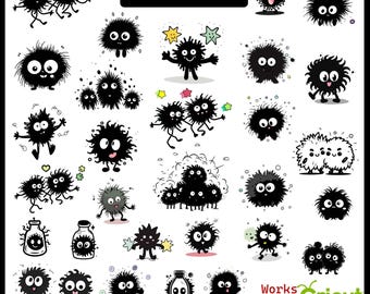 30 Chibi Ruß Tänzer svg, Sprites Cliparts, Rußbälle, Sprites Candy svg, Anime SVG Bundle, Anime Charakter, Anime svg Dateien für Cricut