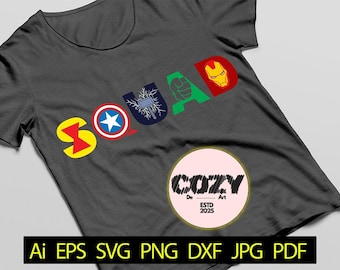 Superhero Squad SVG, Superhero Shirt, Friends svg, Avenger Family Svg png, Avenger Heroes logo Svg, Comic svg Bundle, Superhero Cut files