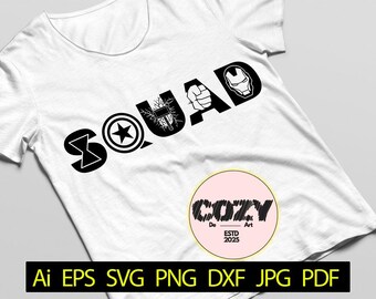 Superhero Squad SVG, Superhero Shirt, Friends svg, Avenger Family Svg png, Avenger Heroes logo Svg, Comic svg Bundle, Superhero Cut files