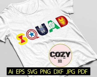 Superhero Squad SVG, Superhero Shirt, Friends svg, Avenger Family Svg png, Avenger Heroes logo Svg, Comic svg Bundle, Superhero Cut files