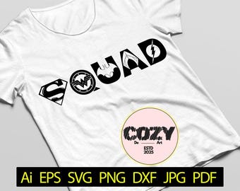 Superhero Squad SVG, Avenger Family Svg png, Superhero Shirt, Friends svg, Avenger Heroes logo Svg, Comic svg Bundle, Superhero Cut files