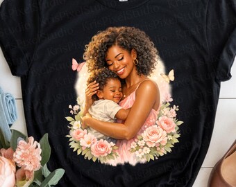 黒人ママの母の日png、黒人ママpng、水彩png、アフロセントリックアート黒人ママ昇華プリント、黒人女性クリップアート、即時ダウンロード