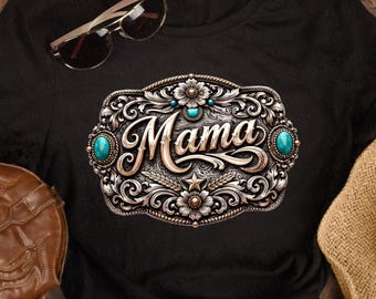 ウエスタンママPNG、ウエスタンデザイン、カウガールシャツグラフィック、ターコイズPNG、ロデオシャツPNG、ウエスタン昇華、トレンディカントリーシャツ