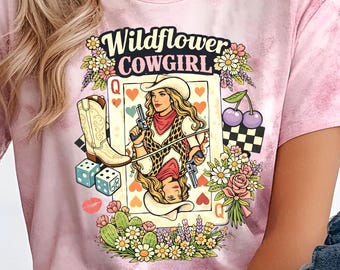 Wildflower Cowgirl png, Western Cowgirl Shirt Design, Retro Western Sublimation, Rodeo Shirt Graphic, Spring Flower png, Instant Download