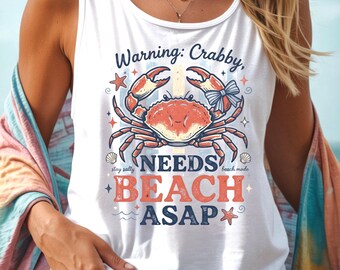 Crabby Needs Beach ASAP png、ビーチ png、夏のビーチ旅行、Coquette Bow Crab、夏休み png、面白いビーチ png、昇華 png
