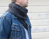 Gray hand knit scarf for men or women Wool neck warmer Long textured scarf Unisex winter gift