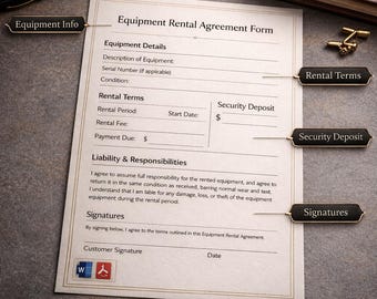 Equipment Rental Agreement Template | Editable Contract (Word & PDF)