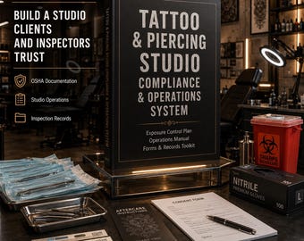 Tattoo Piercing Studio Compliance Manual | OSHA Exposure Control Plan (Editable Word)