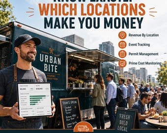 Food Truck Business Tracker | Revenue, Prime Cost, Permits (Excel, Google Sheets)