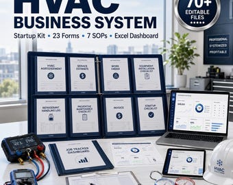 HVAC Business System Bundle |  Startup Kit |  Forms & SOPs | Excel and Google Sheets Dashboard | Contractor Templates