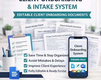 Client Onboarding System | Editable Intake Forms, Google Docs & Word Templates