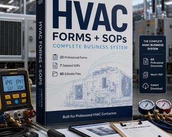 HVAC Business Forms Bundle, 23 Field Forms, 7 SOPs, Refrigerant Log (Word PDF)