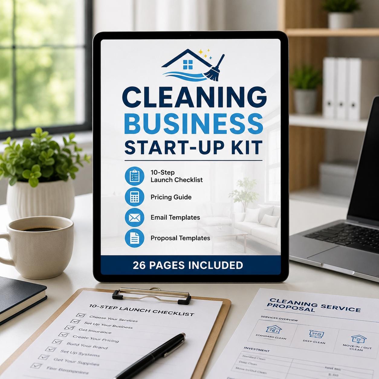 Cleaning Business Startup Kit | Checklist Email Templates Proposal