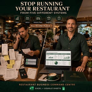 Centre de contrôle des restaurants | Suivi des coûts de livraison et rapprochement des points de vente (Excel Google Sheets)