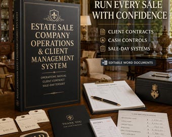 Estate Operations Manual | Client Contract, Cash Handling Forms (Editable Word)