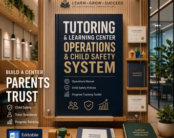 Tutoring Center Policy Manual | Child Safety, Tutor Onboarding, Enrollment & Progress Tracking Forms (Editable Word)