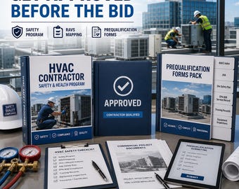 Szablon podręcznika bezpieczeństwa dla instalatorów systemów HVAC, program zgodności z OSHA EPA 608, pakiet formularzy kwalifikacyjnych, edytowalny plik Word PDF