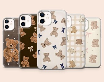 テディベア スマホケース ぬいぐるみ柄カバー iPhone 17、16Pro、15、14、13、12、Samsung S25、S24、S23、S22、A16、A56、A55、Pixel 10Pro、9A 対応